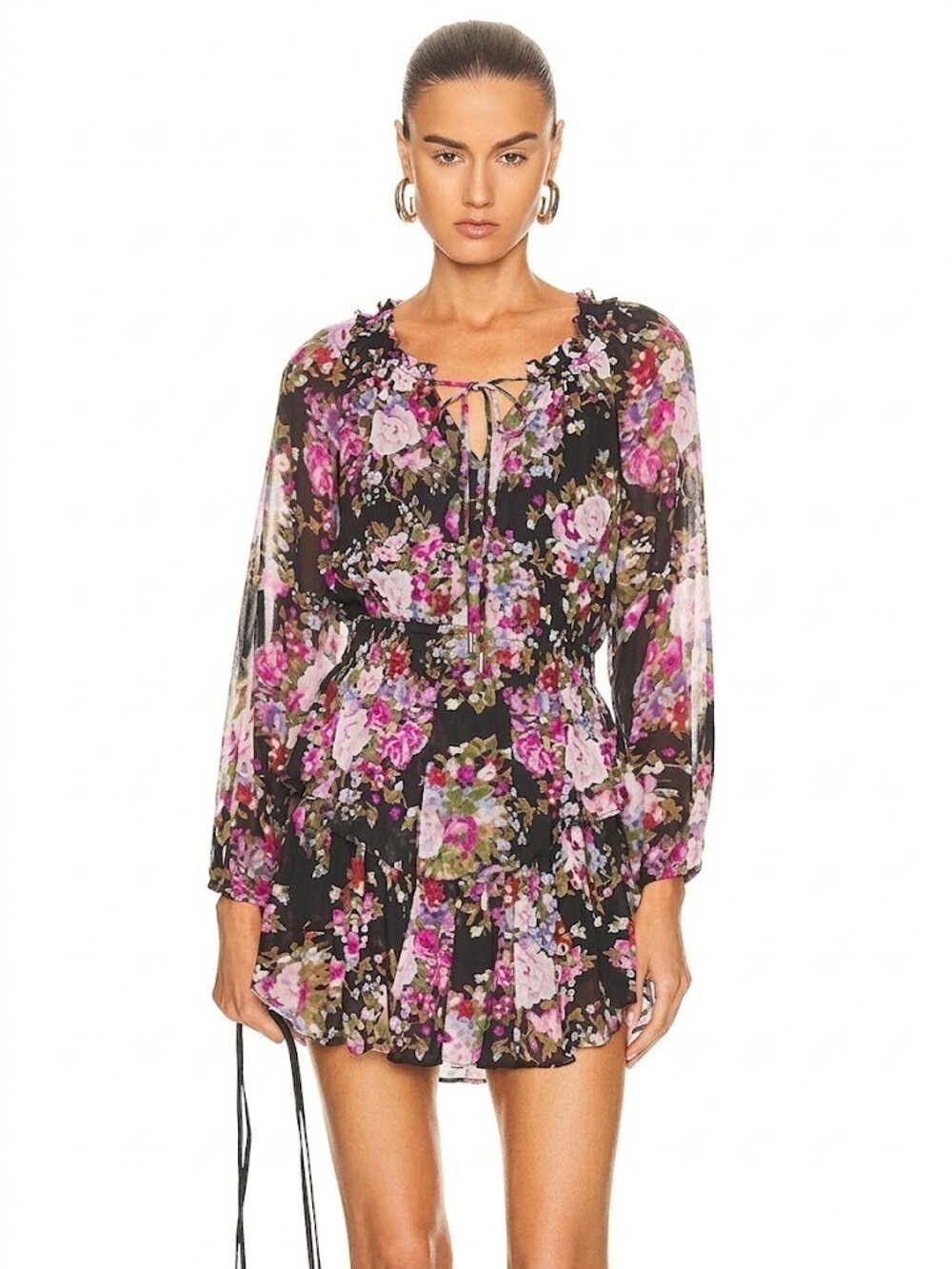 NWT LoveShackFancy Popover Mini in Midnight Muse Floral Ruffled Dress XS